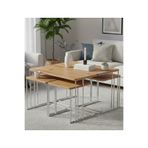 Nokta Sehpa Home 5li TEKERLEKLİ 4+1 YAVRULU ORTA SEHPA gümüş metal atlantik çam tabla