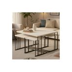 Nokta Sehpa Home 5li TEKERLEKLİ 4+1 YAVRULU ORTA SEHPA siyah metal beyaz tabla mdf