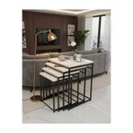 Nokta Sehpa Home CANFEZA 4LÜ SİYAH METAL TRAVERTEN TABLA ZİGON SEHPA ORTA SEHPA YAN SEHPA