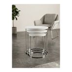 Nokta Sehpa Home Gümüş Beyaz Mdf Tabla 3,lü Zigon Sehpa