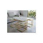 Nokta Sehpa Home RİO 5Lİ SET 4+1 ORTA SEHPA gold beyaz mermer