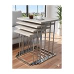 Nokta Sehpa Home RÜYA 4LÜ GÜMÜŞ METAL TRAVENTEN TABLA ZİGON SEHPA ORTA SEHPA YAN SEHPA