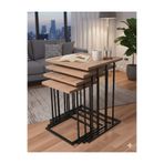 Nokta Sehpa Home RÜYA 4LÜ SİYAH METAL ÇAM TABLA ZİGON SEHPA ORTA SEHPA YAN SEHPA
