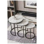 Nokta Sehpa Home Siyah Metal (DÜZ) 3lü Zigon C Sehpa
