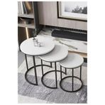 Nokta Sehpa Home Siyah Metal (DÜZ) beyaz 3lü Zigon C Sehpa mdf özel
