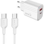 Noktaks General Mobile Gm 20/20 Pro/21 Plus/21 Pro Uyumlu Şarj Aleti Kablo ve Başlıklı Set 20W Pd To Type-C - PL07 - Beyaz