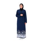 Noktalı Çiçek Desen Kruvaze Namaz Elbisesi –%100 Viskon, Yandan Bağlamalı, Rahat Kalıp 36-46 Beden (Lacivert, 1)