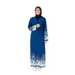 Noktalı Çiçek Desen Kruvaze Namaz Elbisesi –%100 Viskon, Yandan Bağlamalı, Rahat Kalıp 36-46 Beden (Mavi, 1)