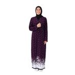 Noktalı Çiçek Desen Kruvaze Namaz Elbisesi –%100 Viskon, Yandan Bağlamalı, Rahat Kalıp 36-46 Beden (Mor, 1)