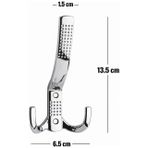 Noktalı Metal Vestiyer Askısı, Parlak Krom, Çift Askılı, Duvar Tipi, 13.5 x 6.5 cm, Elbise ve Havlu için