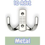 Noktalı Portmanto Vestiyer Duvar Dolap Elbise Askısı Krom Metal Mobilya Kapı Askılığı Askılık (10 Adet) - Krom Rengi