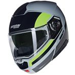 Nolan N90-3 06 Roboto 346 Çene Açılır Motosiklet Kaskı Gri Siyah Yeşil M