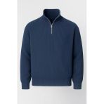 Nolan Oversize Selanik Örgü Yarım Fermuar Erkek Triko Kazak - İndigo
