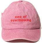 Nome Studio Nakışlı Şapka Pamuk Kumaşlı ve Yazı Nakışlı Şapka Ceo Of Overthinking Sloganlı Şapka Günlük Tarz - Pembe - Standart