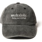 Nome Studio Nakışlı Şapka Yazı Nakışlı Şapka Yıkamalı Kumaşlı ve Workaholic Yazı Nakışlı Şapka Pamuklu Siperlikli Ayarlı Şapka Günlük Tarz Eğlenceli Kep - Standart - Antrasit