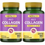 Nondo Multi Kolajen 180 Tablet (jumbo Boy 5 Çeşit Kolajen Tip 1-2-3-5-10 Hyalüronik Asit Çinko) (2 paketi)
