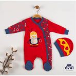 Nonna Baby Penguen Temalı Şapkalı Tulum - 6 - 9 Ay - Kırmızı - Kırmızı
