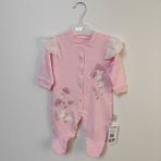 Nono Baby Tavşan Nakışlı Bebek Tulum - Pembe - 9 - 12 Ay