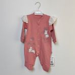Nono Baby Tavşan Nakışlı Bebek Tulum - Rose - 0 - 3 Ay