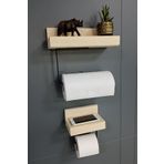 NONYA Dekoratif Ahşap Wc Kağıtlık Metal Tuvalet Kağıt Ahşap Tuvalet Kağıdı Askısı Ahşap Banyo Duvarraf 2li
