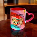 Noodle Sevgili-Arkadaş Hediye Kalp Kulplu Tasarım Kupa Bardak-Doğum Günü Hediyesi Kupa - Kırmızı - 330 ml