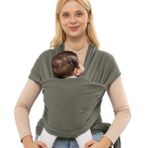 Noone Natural Gri Wrap Sling - Pamuklu Esnek Bebek Taşıma Şalı - Yenidoğan Bebeklerin Ihtiyacı Olan Ten Teması ve M Pozisyonu - Gri (Stone)