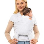 Noone Wrap Sling - Pamuklu Esnek Bebek Taşıma Şalı - Yenidoğan Bebeklerin Ihtiyacı Olan Ten Teması ve M Pozisyonu - Gri