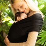 Noone Wrap Sling - Pamuklu Esnek Bebek Taşıma Şalı - Yenidoğan Bebeklerin Ihtiyacı Olan Ten Teması ve M Pozisyonu - Siyah