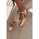 Nope21 Carolina Gold Hakiki Deri Sandalet