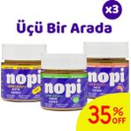 Nopi Üçlü Set- Klasik Yer Fıstığı & Parçacıklı Fındık & Kaju Ezmesi ( 3 x 200 G) - 600 gr