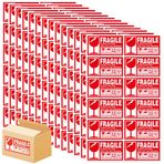 NOPKESV 168 Adet Uyarı Etiketi Çıkartma Kırılabilir "Fragile" 120 Adet Paket Çıkartması Handle with care Gönderim Çıkartması Kendinden Yapışkanlı (15 x 9 cm, 9 x 5 cm) (Kırmızı-Beyaz)