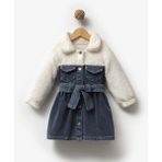 Nora Kids Kız Çocuk Welsoft Kumaş ve Kot Elbise Modern Stil ile Rahat Kullanım Sunar - 2 Yaş - Ekru