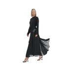 Nora Yanı Taşlı Püsküllü Abaya Takım-Siyah