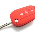 Nordecco Silikon Anahtarlık Kılıfı Citroen C3 MK3 SX Shine Lounge Dispatch C5 Aircross, Peugeot 208 308 408 508 2008 3008 4008 Traveller 3 Düğmeli Anahtar Çevirmeli Uzaktan Kumanda (Kırmızı)