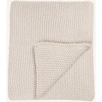 Nordic Knit Pamuk Battaniye 130X170 cm Deri Detaylı Kalın Örgü Tasarım - Krem - 170 x 130 cm