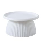 Nordic Mantar Küçük Sehpa Modern Yuvarlak Ayaklı Plastik Yan Sehpa Basit Mini Balkon Beyaz Nervürlü 28 "U x 28" G x 14" Y