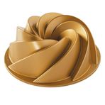 NordicWare Nordic Ware Bundt Cake Pan with Filigree Notches, Aluminium, gold, 22cm x 22cm x 10cm