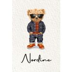 Nordine: Cahier personnalisé avec prénom Nordine | Cadeau d'anniversaire pour enfant, garçon, homme, copain ... | Nounours | 110 pages lignée, Petit Format 6x9 pouces (15,24 x 22,86 cm)