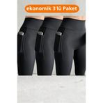 Nordmende Kadın Yüksek Bel Toparlayıcı Cepli Tayt 3 lü Paket