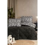 nordqueen Wellsoft Çift Kişilik Fırfırlı Yorgan Seti 195X215 cm Çift Taraflı Peluş Yorgan + 2 Yastık Kılıfı Zebra - 195 x 215 cm - Antrasit