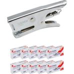 Norex Pens Tipi 24/6 Zımba Makinası + 10 Adet Zımba Teli Tek Ebat Büyük Boy - Gri - standart