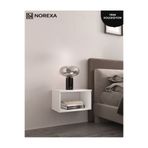 NOREXA Duvara Monte Komodin Beyaz| Modern Minimal Başucu Komodin / Gece Sehpası | Yer Tasarruflu Raflı Duvar Rafı