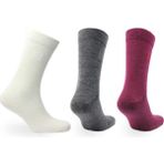 Norfolk Stockholm Merinos Yünü Ince Örgü Premium Gündelik Günlük Çorap 3'lü Paket - 35 - 38 - Beyaz - Gri - Bordo