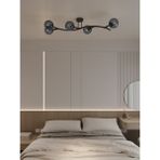 Noria Modern Siyah Metal Gövdeli 5’li Füme Cam Küre Avize | Tavan Aydınlatma Avize Modeli - Eskitme Füme