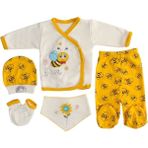 Norino 5'li Şişme Mini Arı Desenli Unisex Zıbın Takımı – Yenidoğan Seti