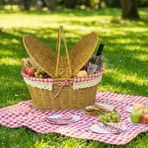 Norino Buffer® 2 Kapaklı Oval Plastik Rattan Piknik Sepeti – Doğal Hasır Görünümlü Çok Amaçlı Piknik, Plaj ve Bahçe Sepeti