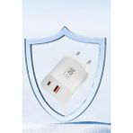 Norino C89Q 1 Adet 30W Type-C ve 1 Adet 22.5W USB Çıkışlı Ekstra DL48 1m USB To Lightning Kablolu Pd Şarj Cihazı - Beyaz - Belirtilmemiş - 30W Beyaz