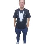 Norino Erkek T-Shirt Papyon Baskılı Siyah (Kesik Elyaf Kumaş)