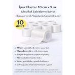 Norino İpek Flaster 10 Cm X 5 M 10 Adet Medikal Sabitleme Bandı Hipoalerjenik Yapışkanlı Cerrahi Flaster
