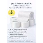 Norino İpek Flaster 10 Cm X 5 M 5 Adet Medikal Sabitleme Bandı Hipoalerjenik Yapışkanlı Cerrahi Flaster